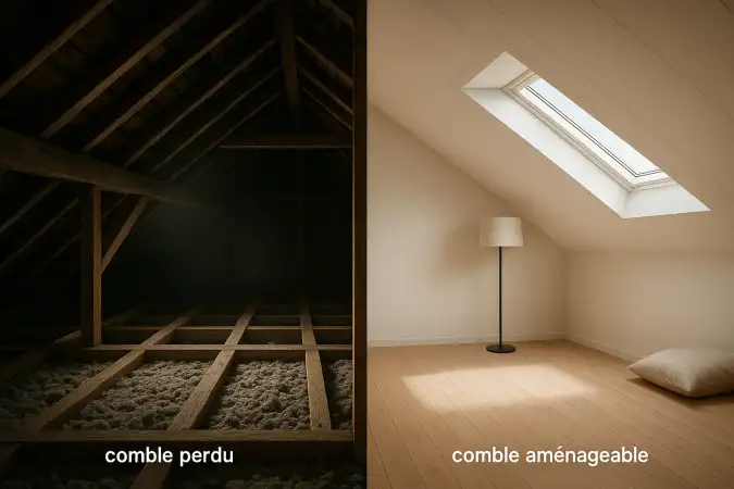 Différence entre combles perdus et aménageables
